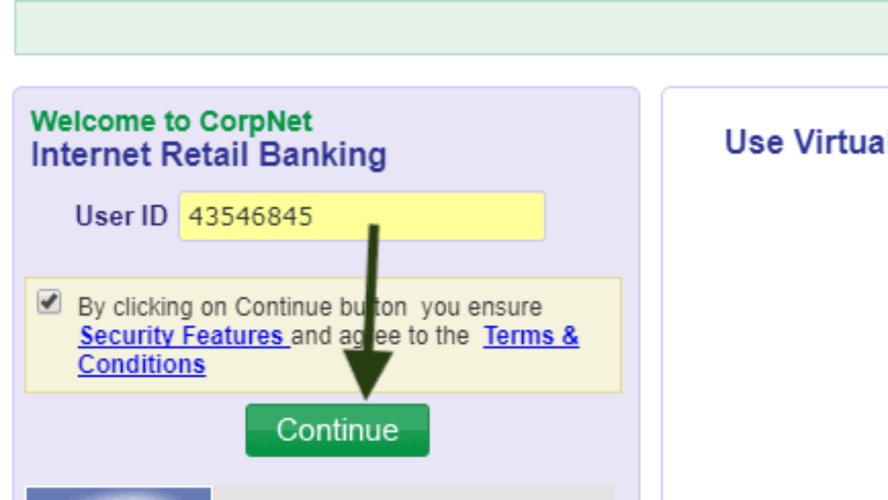 corporation bank net banking user id