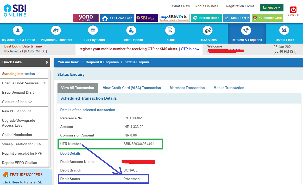 How To Track SBI UTR Number Status Online