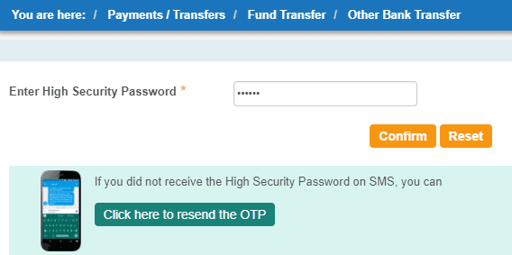 confirm payment transfer in onlinesbi