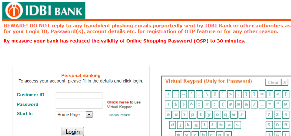 idbi net banking login