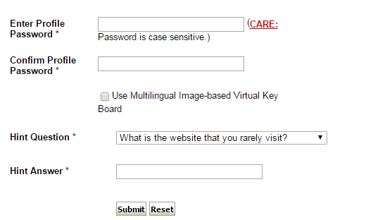 confirm profile password sbi