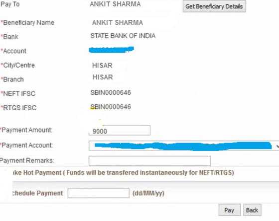 payment details bank of baroda net banking