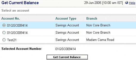 get sbh current account balance