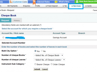apply for new cheque book in sbi online