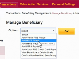 add neft payee in pnb