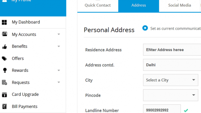 change sbi card address