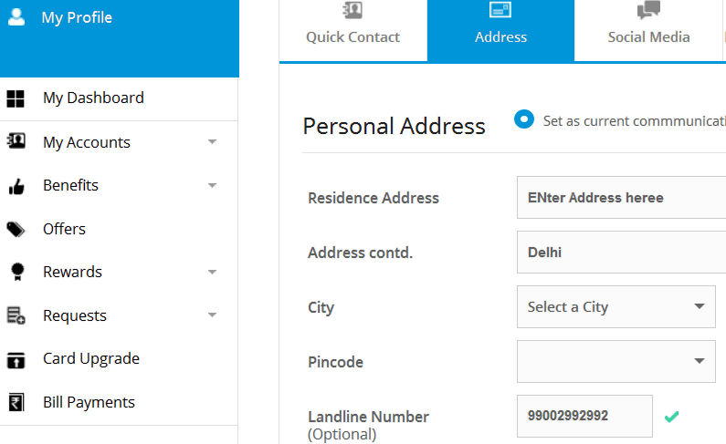 change sbi card address