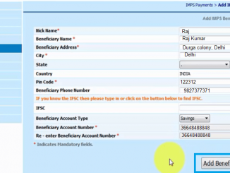 add imps beneficiary in bank of india