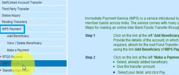imps payment bank of india