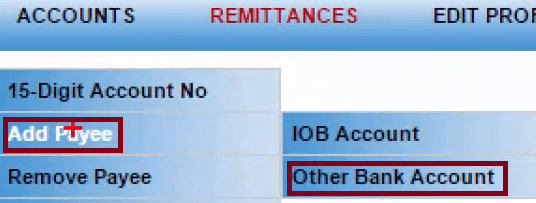 add payee other bank account