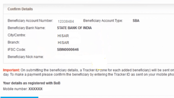 confirm beneficiary details