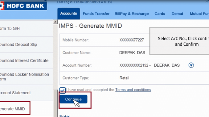 generate mmid hdfc chillr app