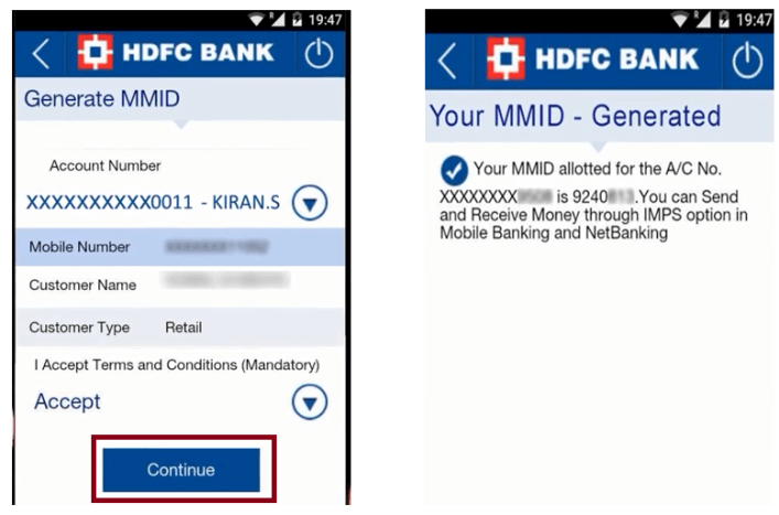 select account in hdfc app
