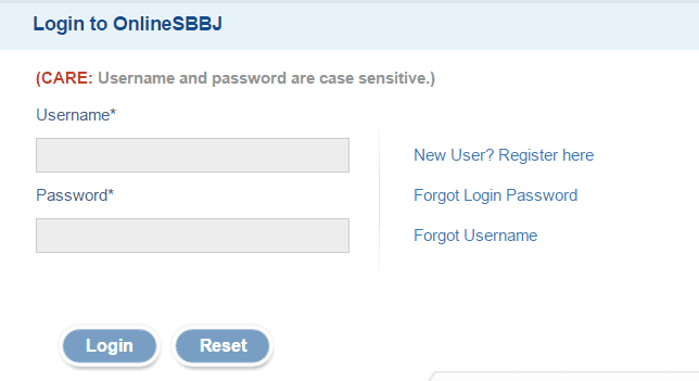sbbj net banking login page