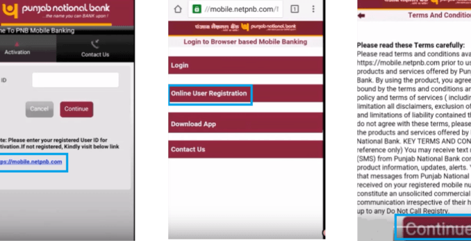 online registration for punjab national mobile banking