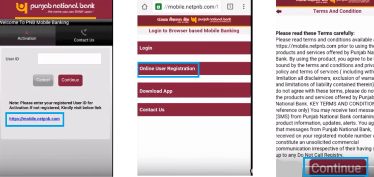 online registration for punjab national mobile banking