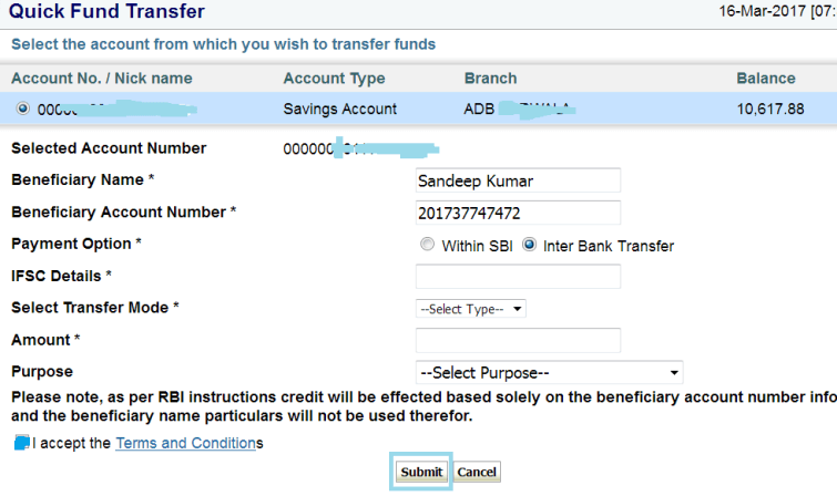 SBI Quick Transfer: Limit, Charges and Timings