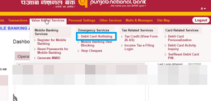 block pnb debit card