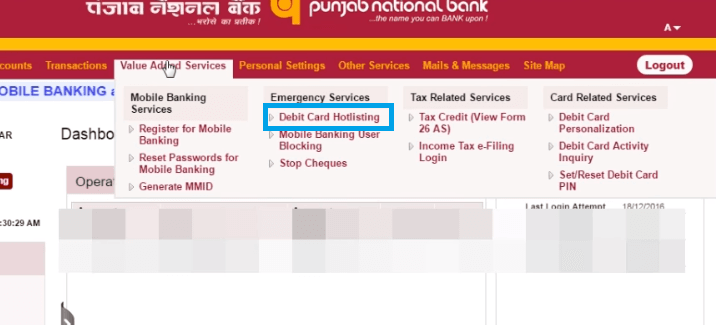 block pnb debit card