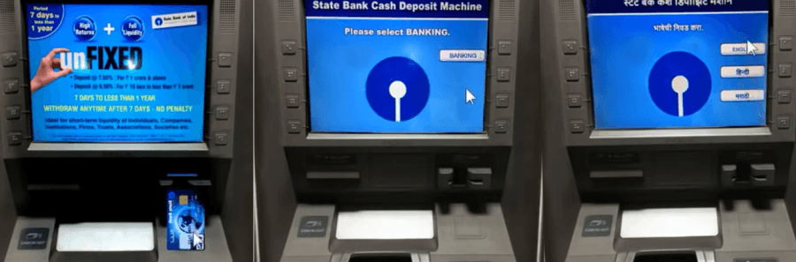 cash deposit sbi atm step 1