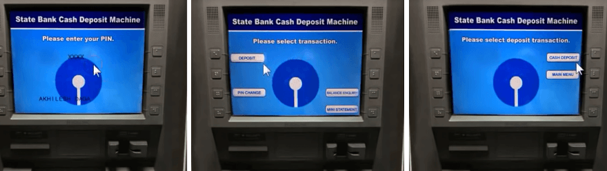 cash deposit in sbi cdm step 2