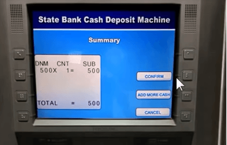 confirm cash deposit sbi atm