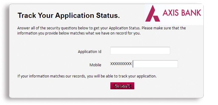 check axis bank credit card application status