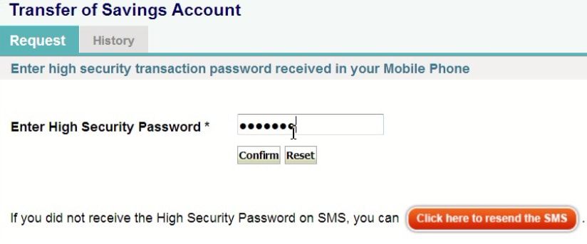 enter otp and confirm account transfer sbi