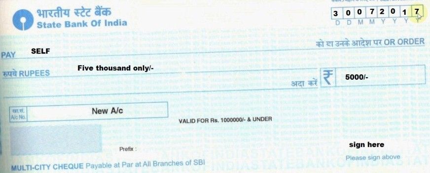 fill sbi cheque