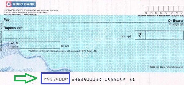 hdfc cheque number
