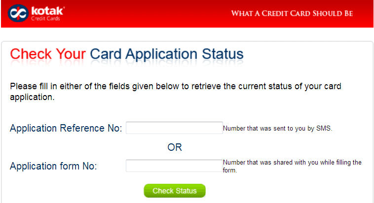 check kotak credit card application status