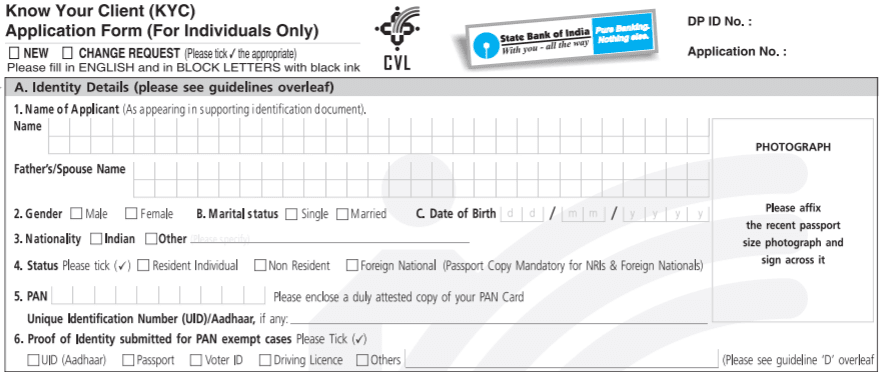 sbi kyc form