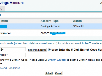 transfer sbi saving account one branch to other online