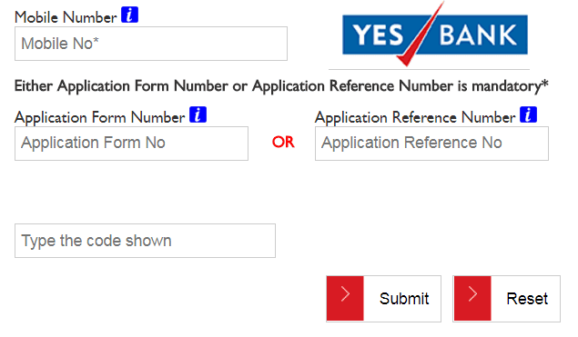 yes bank credit card status online