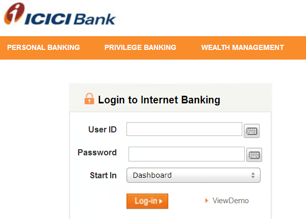 icici bank login page net banking