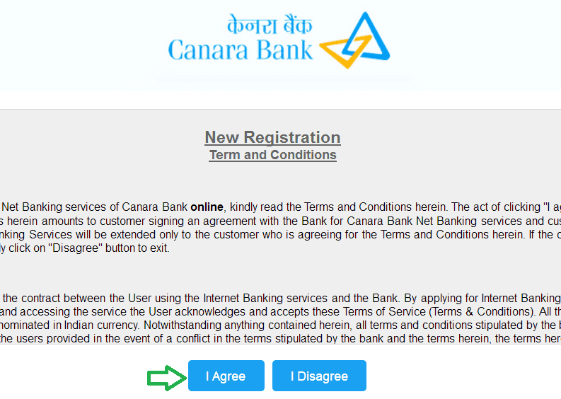 new registration canara bank