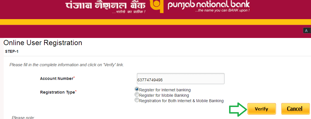 register for pnb net banking