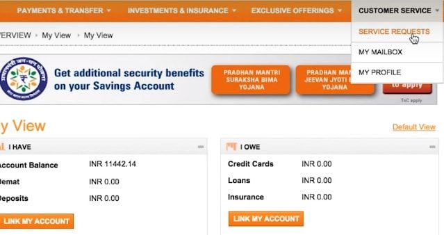 services request icici net banking