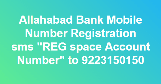 mobile number registration in allahabad bank