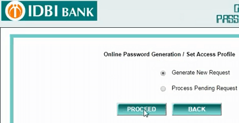 generate new request idbi bank