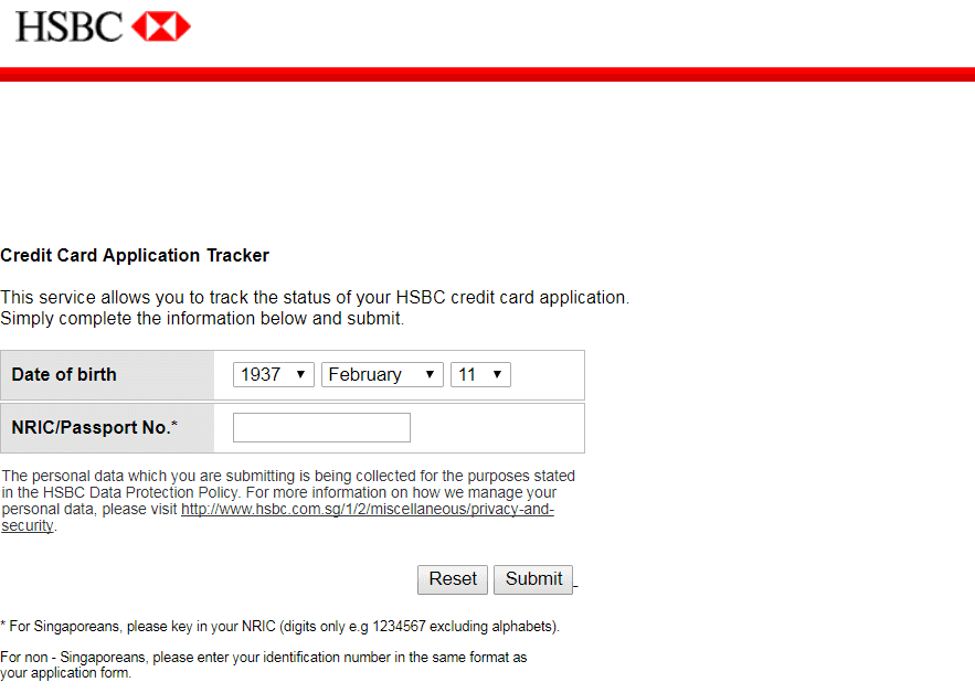 track hsbc credit card status online