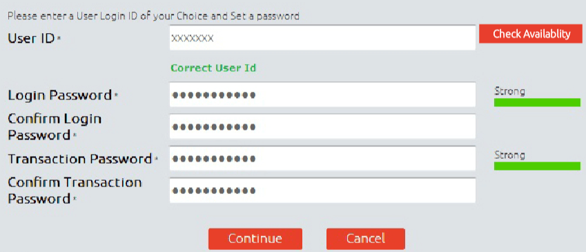 create userid & password for bandhan bank net banking