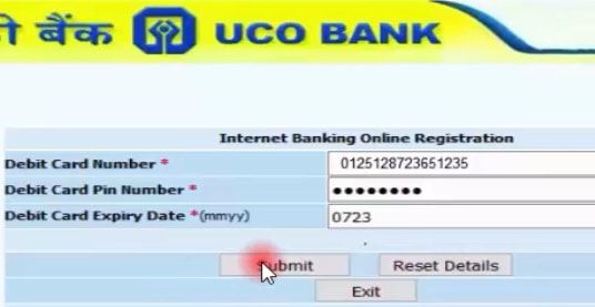 debit card details uco bank