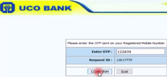 one time password uco net banking