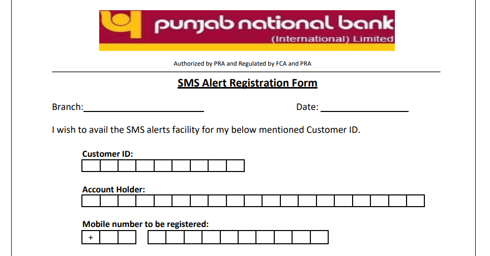 pnb mobile number registration form