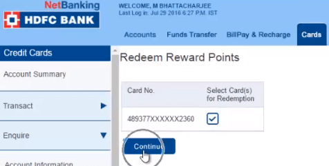 redeem rewards points hdfc