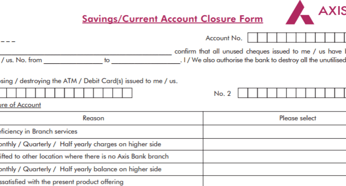axis bank closure form sample