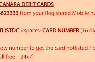 block canara bank atm debit card