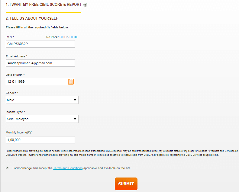 free cibil score in india