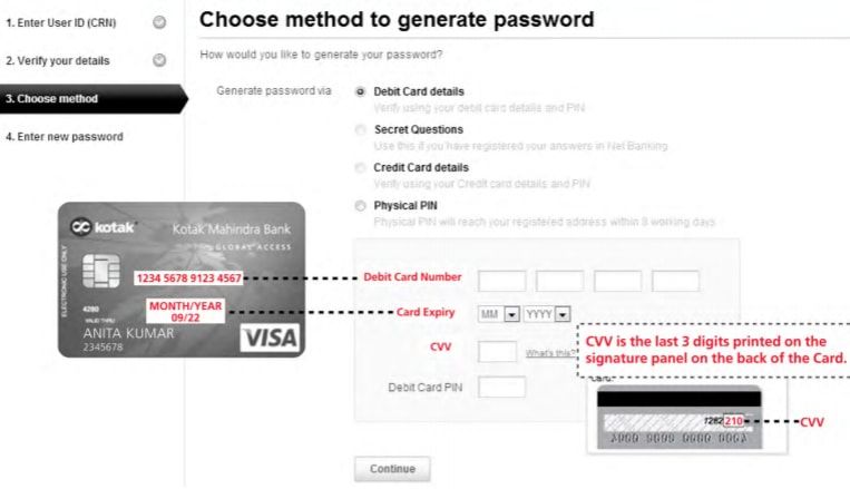 choose password generate kotak bank 